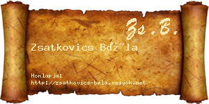 Zsatkovics Béla névjegykártya